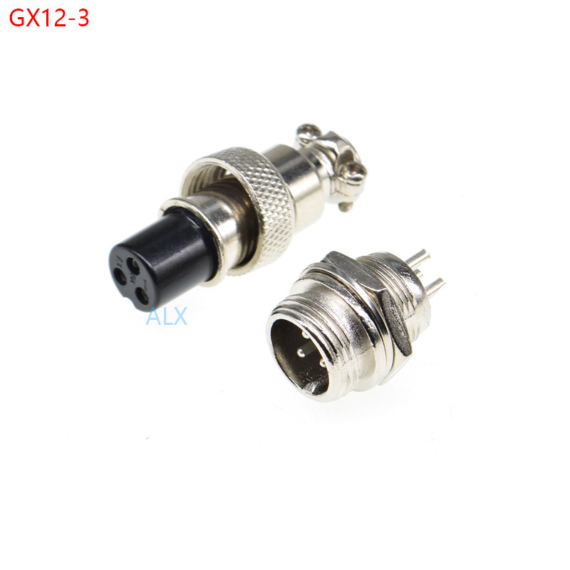 GX12-3 aviation plug socket Circular connector 12mm Diameter GX12 3PIN Male Female Wire Panel Connector Circular Screw Type