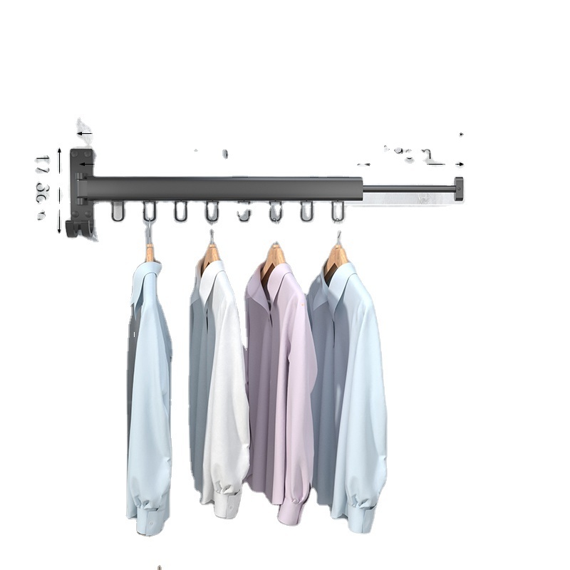 Silver Wall Mount Balcony Quilt Drying Clothes Rack Folding Hook Rack Closet Hanger Aluminum Foldable Clothes Hangers Single