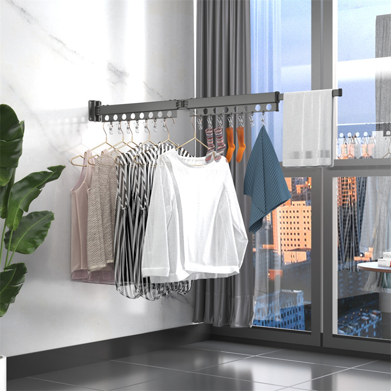 Wall Mounted Hanging Drying Rack Short Clothes Hangers Higher Quality Metal 10 Aluminum Clothing Rack Multifunction Single 