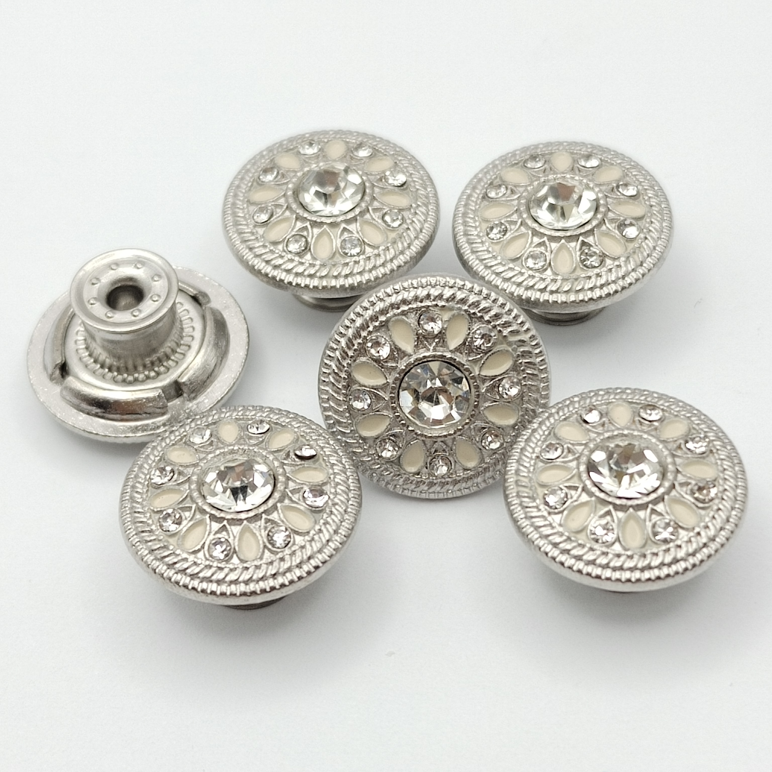 Custom made metal combined denim buttons vintage rhinestone buttons for jeans