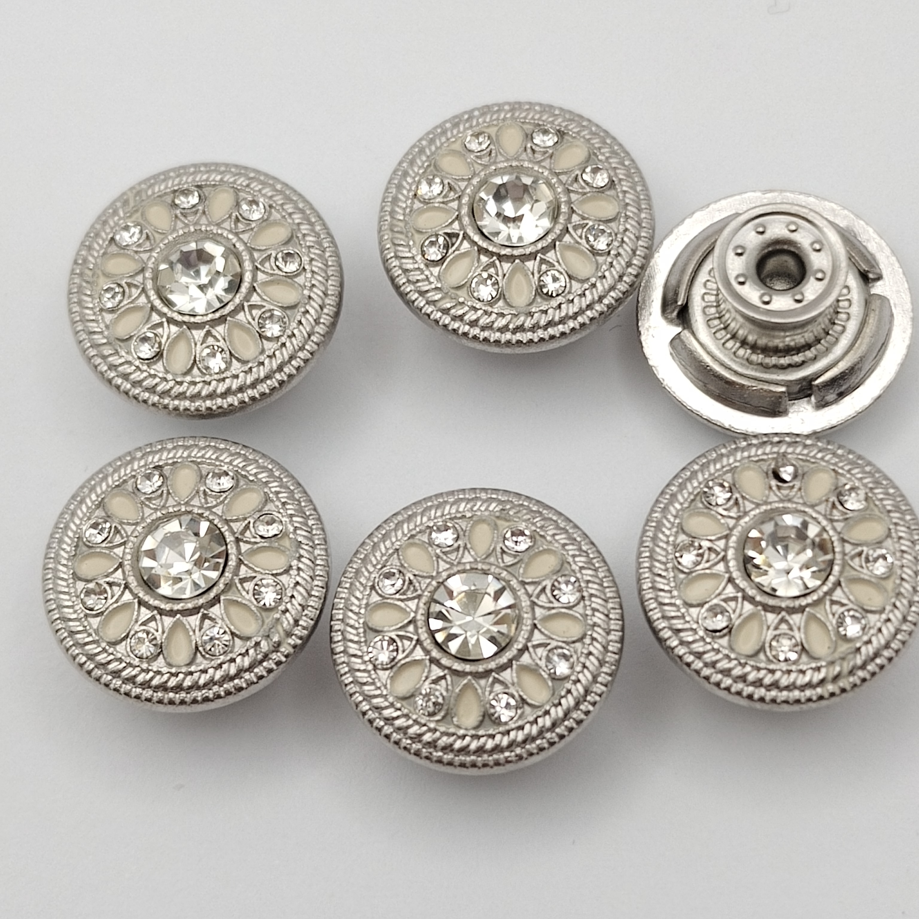 Custom made metal combined denim buttons vintage rhinestone buttons for jeans