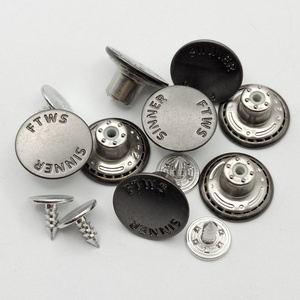 Oeko-tex 100 Certification Factory Wholesale Custom Metal Jeans Rivet Buttons Plating Black Nickle Denim Rivets Shank Buttons