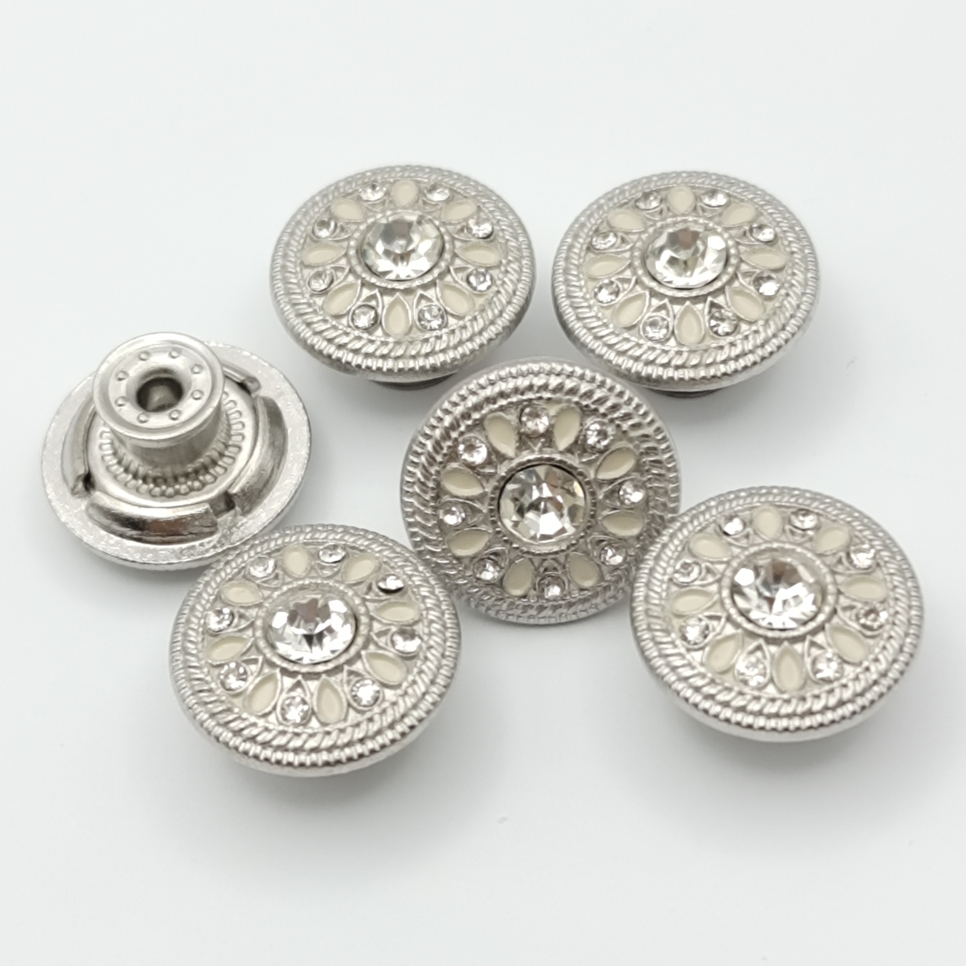 Custom made metal combined denim buttons vintage rhinestone buttons for jeans