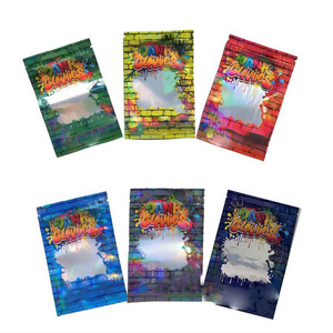 Customization 3.5G Holographic Mylar Bags Cartoon Ziplock Pouch Plastic Packaging Aluminum Foil Laser Zipper Package