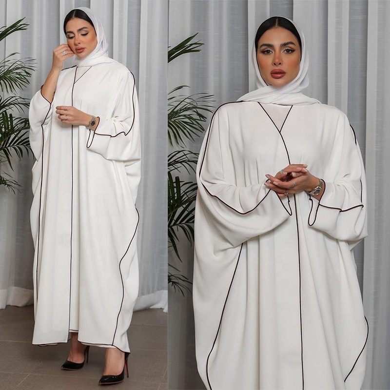 Wholesale 2024 islamic arabic muslim qatar plain White abaya for Dubai women