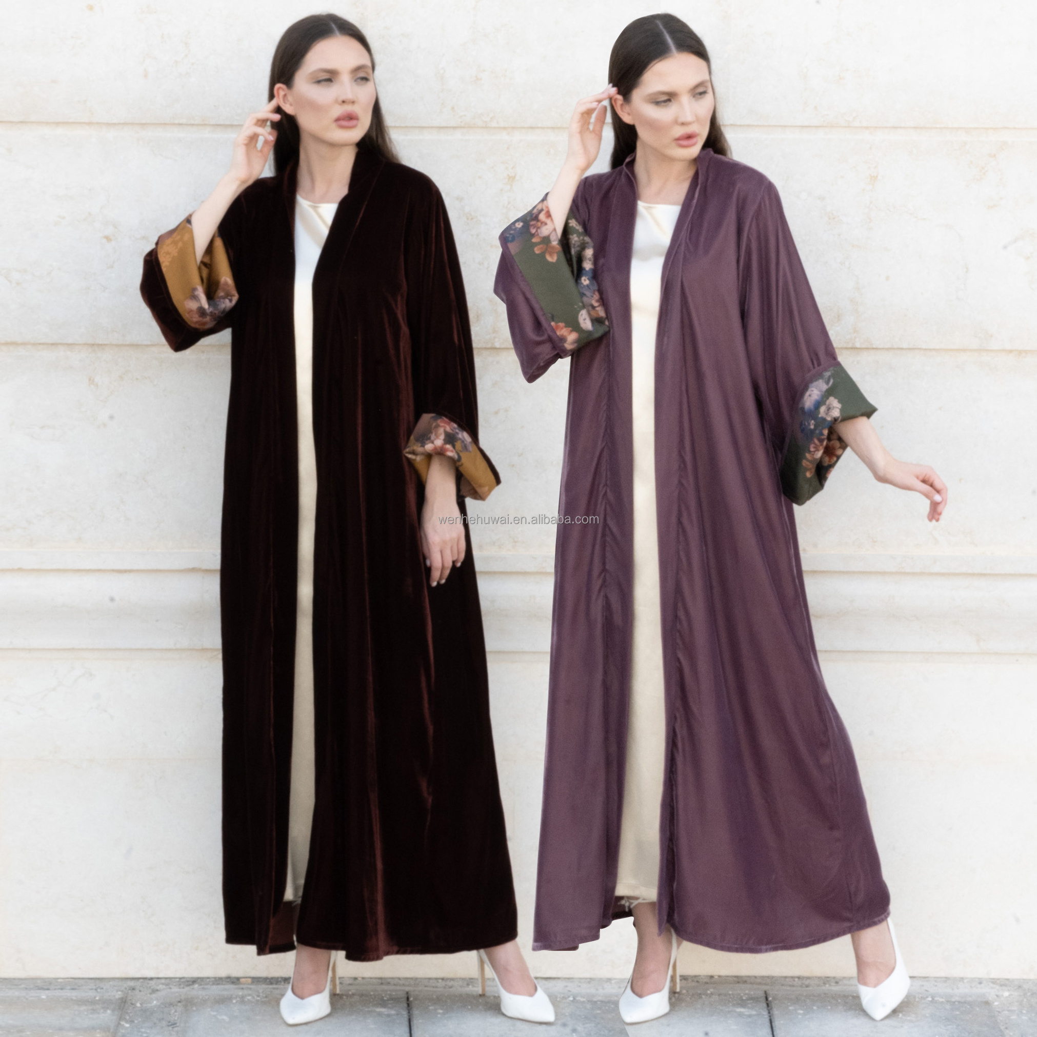 Design Your Own Abaya Islamic Muslim Winter Printed Dubai Abaya Fashion velvet abaya 2024