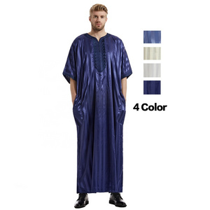 Wholesale 4 Color Thobe Thoube Thawb Jubbah kandora men moroccan kaftan With pockets