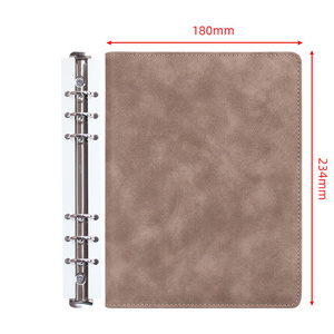 Custom Logo Pu Leather Binder Notebook Personal Loose Leaf Planner A5 Budget 6 Ring Binder With Click Buckle Closure