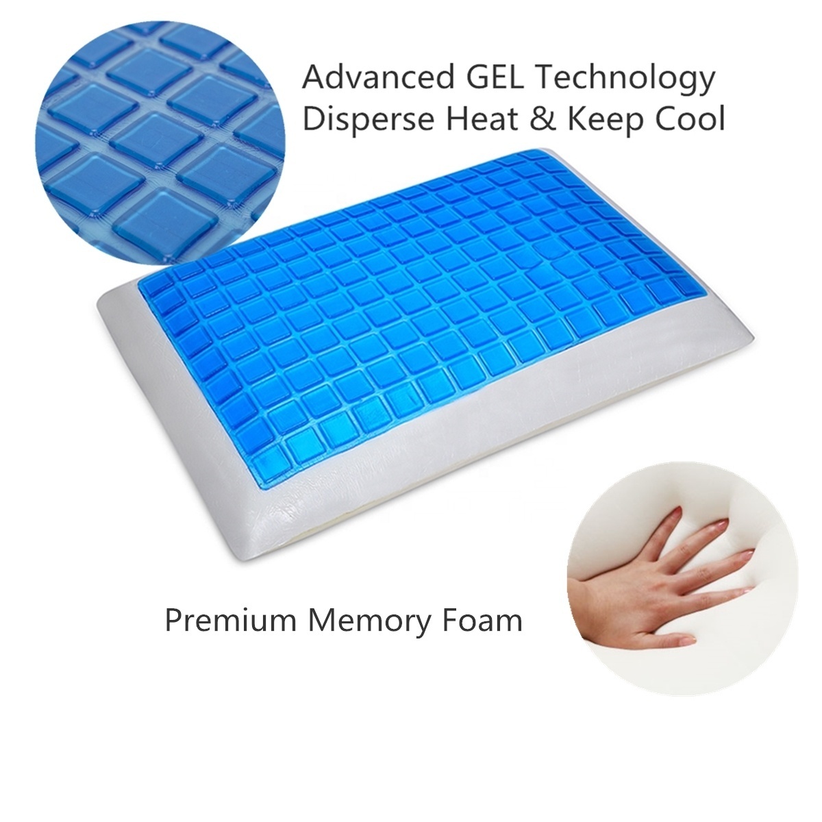 Custom Household Cooling Gel Memory Foam Pillows Sleeping Cool Pad Pillow for Summer