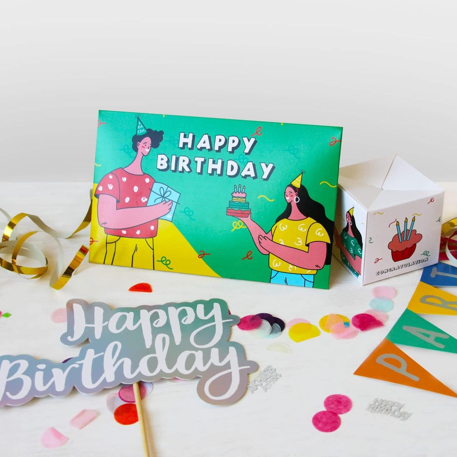 DIY confetti exploding box handmade creative gift cards envelope with pop box