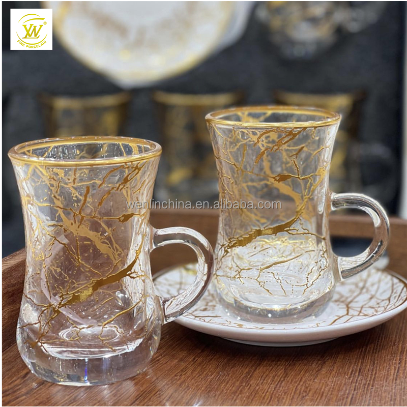 Chaozhou factory Arabic Saudi Middle-East Dubai 18&36pcs glass tea set with new designs for drink ware