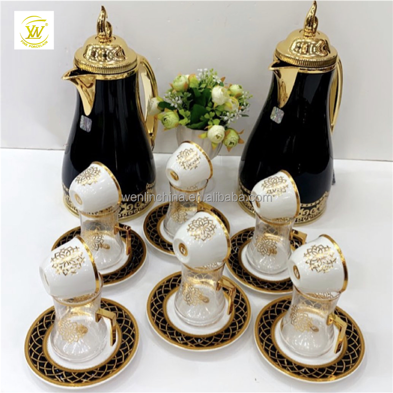 Chaozhou factory Arabic Saudi Middle-East Dubai 18&36pcs glass tea set with new designs for drink ware