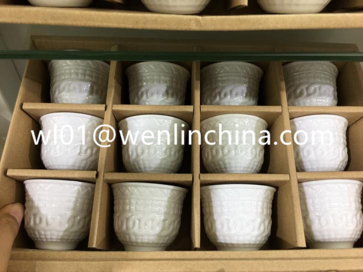 Wholesale factory price porcelain Coffee 12 pcs cawa cup sanitizer Ceramic Cawa Arabic bikini style cheap price accepted ODM/OEM