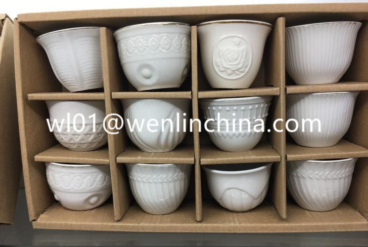 Wholesale factory price porcelain Coffee 12 pcs cawa cup sanitizer Ceramic Cawa Arabic bikini style cheap price accepted ODM/OEM