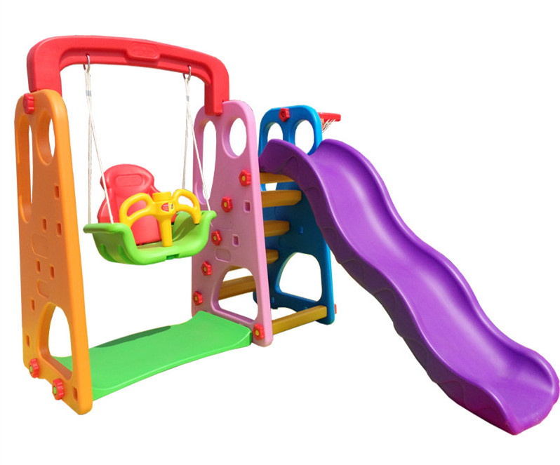 KRX-1401 PE plastic indoor playground kids plastic swing and slide set