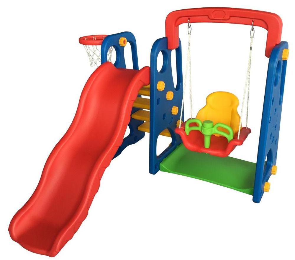 KRX-1401 PE plastic indoor playground kids plastic swing and slide set