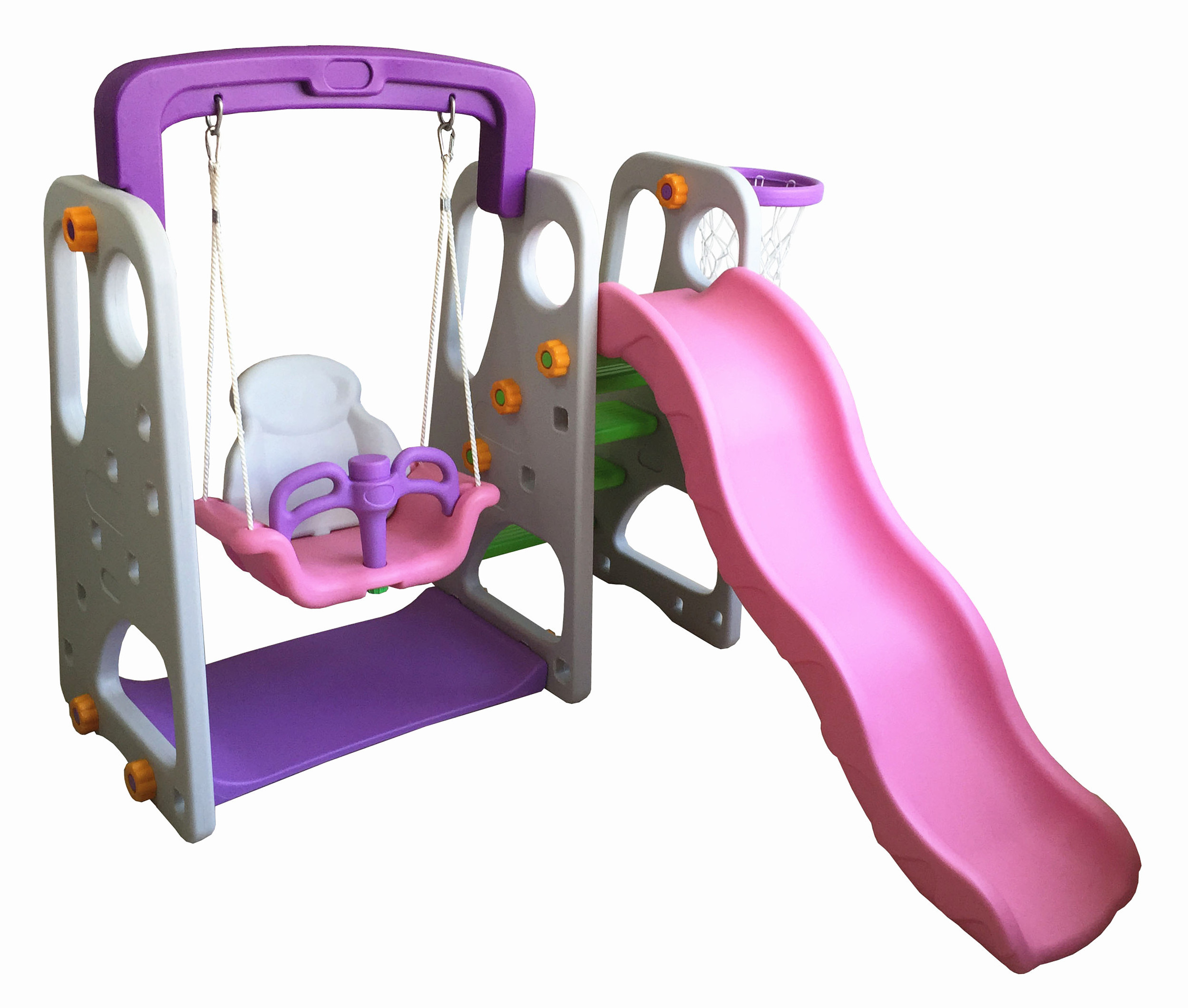 KRX-1401 PE plastic indoor playground kids plastic swing and slide set