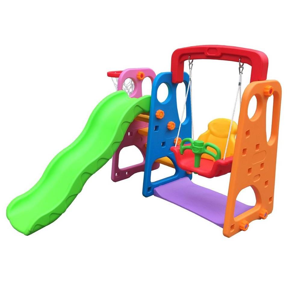 KRX-1401 PE plastic indoor playground kids plastic swing and slide set