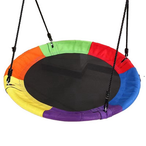 2024 colorful Outdoor Wear-Resistant Oxford Fabric  metal round swing bed chair for outdoor garden