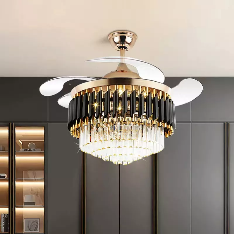 Crystal Chandelier With Fan 42inch With Remote Control Ceiling Fans With Crystal Chandeliers For Home Decoration