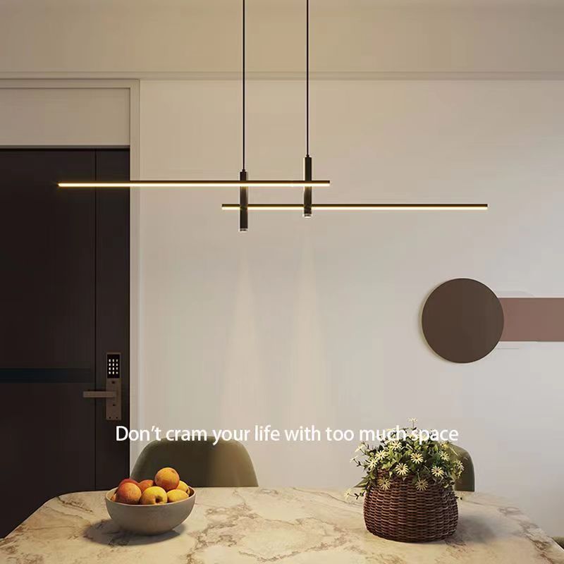 Modern Minimalist Led Pendant Lamp For Dining Room Hanging Light Linear Long Chandelier