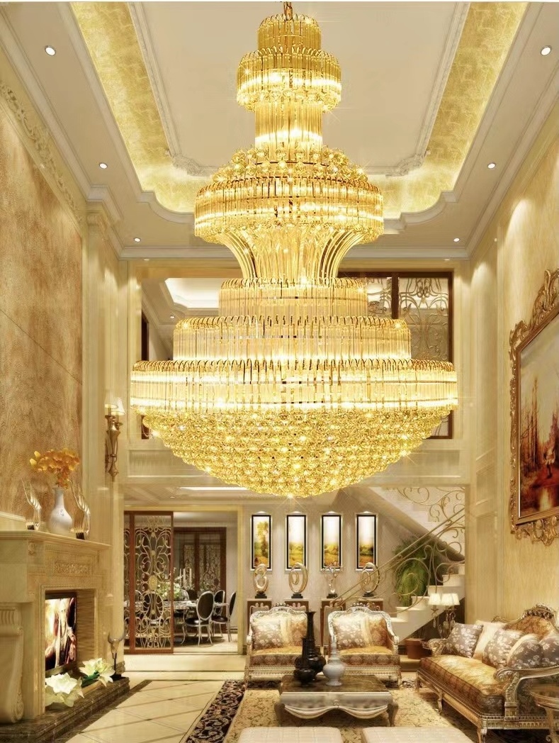 Modern gold Led Luxury light hotel Chandeliers Large k9 Crystal islamic pendant light chandelier For Banquet Hotel