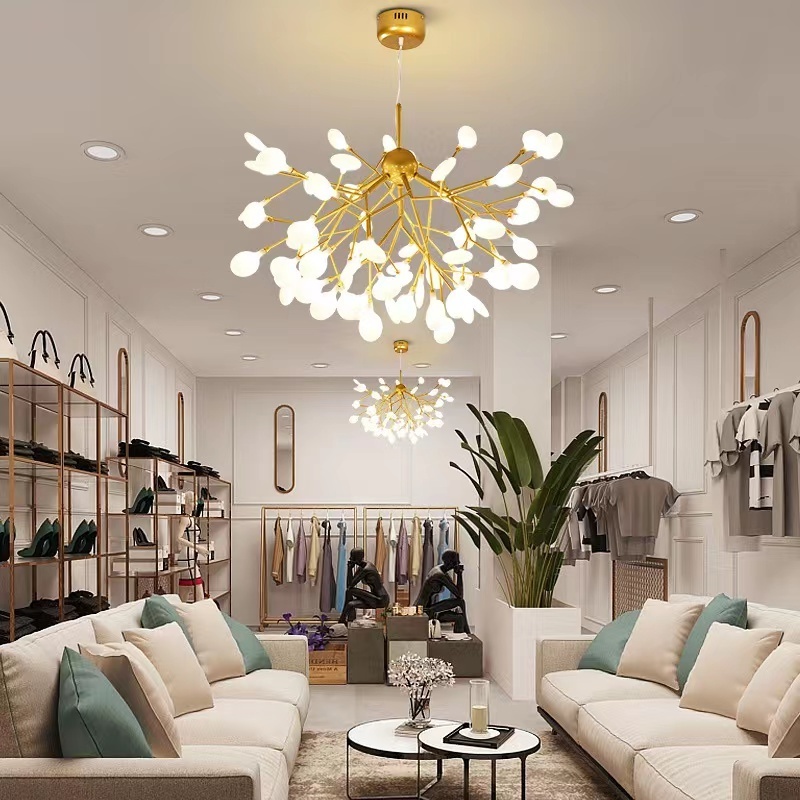 modern tree gold branch led new flower chandelier nordic luxury firefly light fixture designer ceiling lights for living room