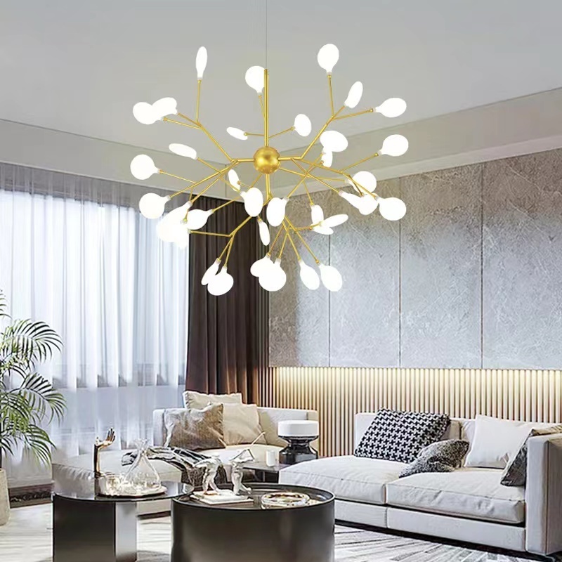 modern tree gold branch led new flower chandelier nordic luxury firefly light fixture designer ceiling lights for living room