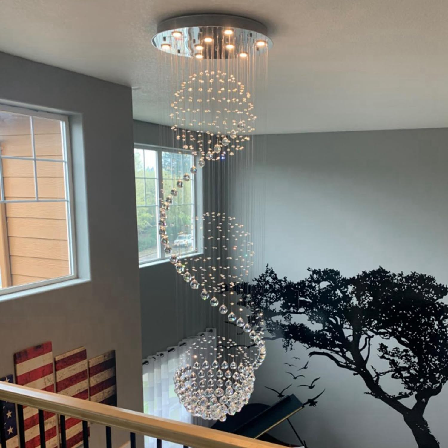 Big Nordic Modern High Ceiling Hotel Pendant Light Lobby Hanging Large Stair Cristal Led Luxury Crystal Chandelier lights