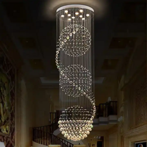 Big Nordic Modern High Ceiling Hotel Pendant Light Lobby Hanging Large Stair Cristal Led Luxury Crystal Chandelier lights