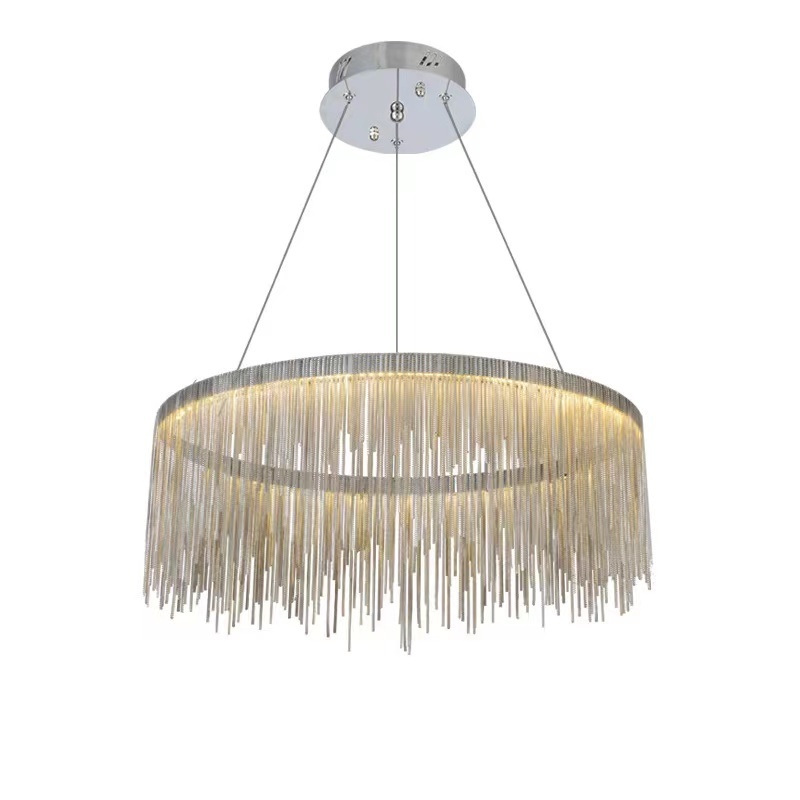 Post Modern Pendant Lighting Fixture Luxury Hanging Lights Large Long Aluminium Tassel Atlantis Chain Chandelier