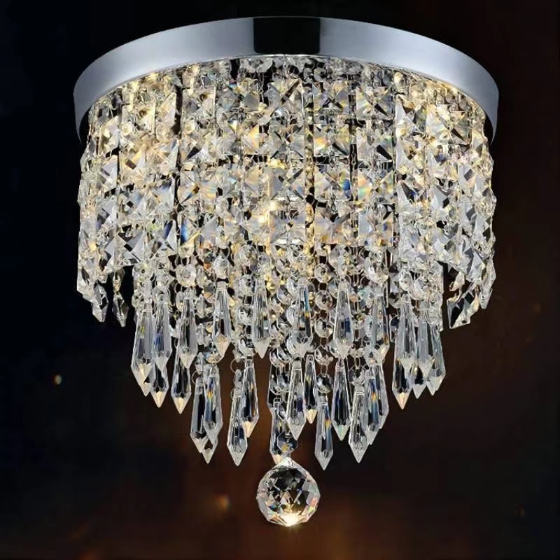 Mini Crystal Chandelier Flush Mount Ceiling Light For Bedroom Hallway Bar Kitchen Bathroom Pendant Lamps