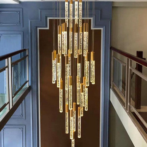 high ceiling luxury large modern round sparkling led long crystal chandeliers for hotel halls ceiling lights chandelier stair