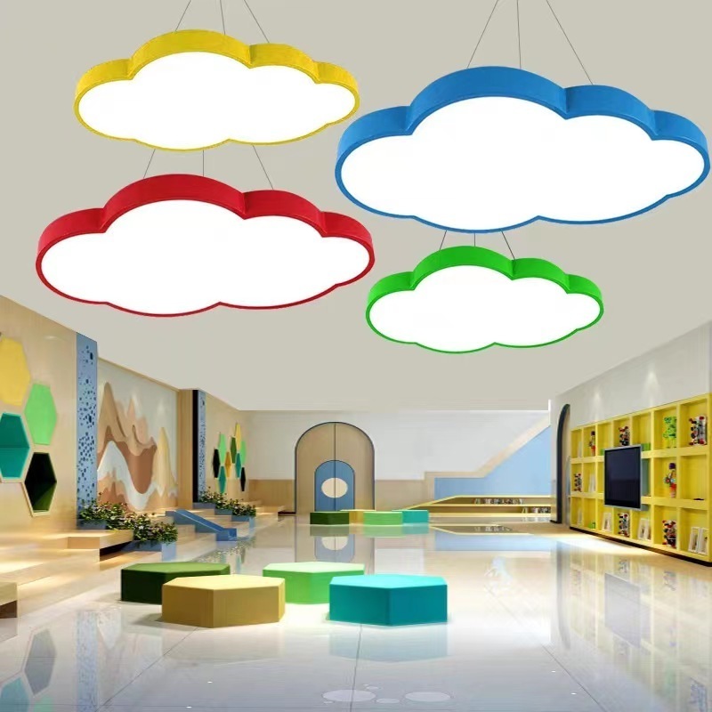 Modern Simple Creative Cartoon Kids Chandelier Kindergarten Multi-color Cloud Led Ceiling Pendant Lights