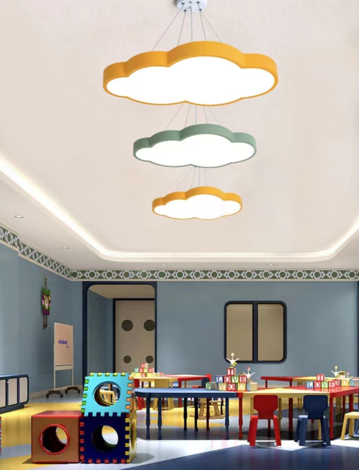 Modern Simple Creative Cartoon Kids Chandelier Kindergarten Multi-color Cloud Led Ceiling Pendant Lights