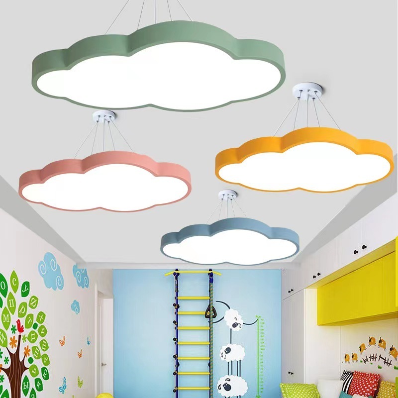 Modern Simple Creative Cartoon Kids Chandelier Kindergarten Multi-color Cloud Led Ceiling Pendant Lights