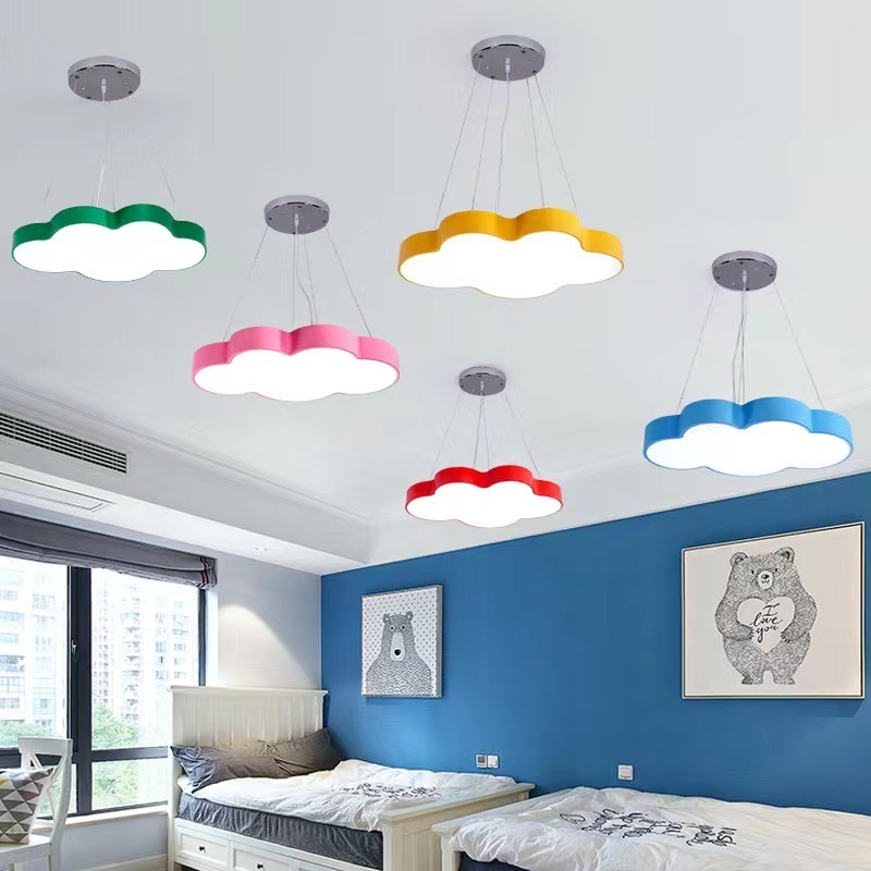 Modern Simple Creative Cartoon Kids Chandelier Kindergarten Multi-color Cloud Led Ceiling Pendant Lights