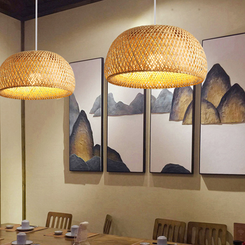 Handmade Natural Rattan Bamboo Pendant Light For Restaurant And Cafe