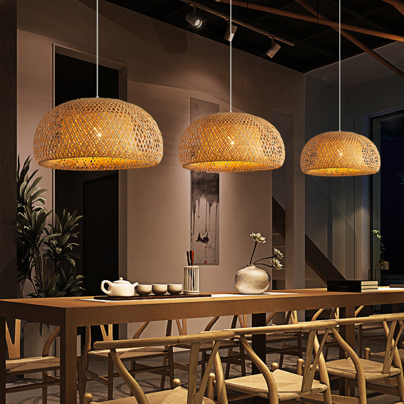 Handmade Natural Rattan Bamboo Pendant Light For Restaurant And Cafe