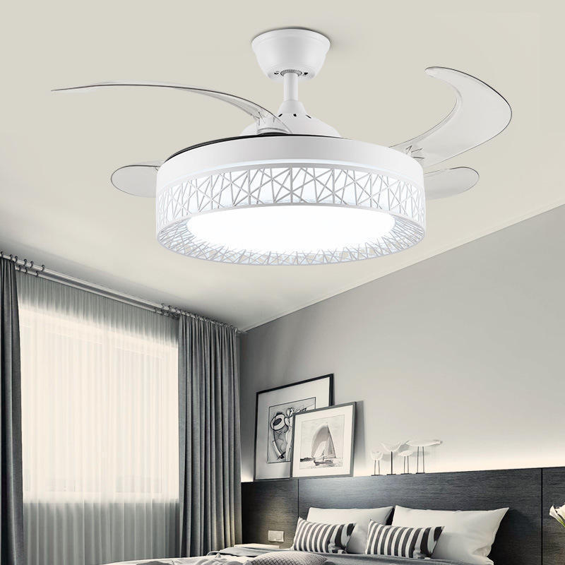 China Ceiling Fan Invisible Ceiling Fan Light With Retractable Blades And Remote Control Fandelier Fan Light