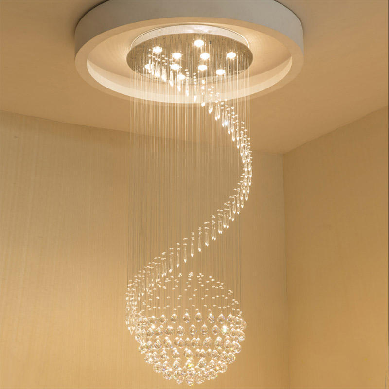 Round Shape Ceiling Lamp Living Room Crystal Chandelier Ball Restaurant Crystal Lamp K9 Hanging Wire Light