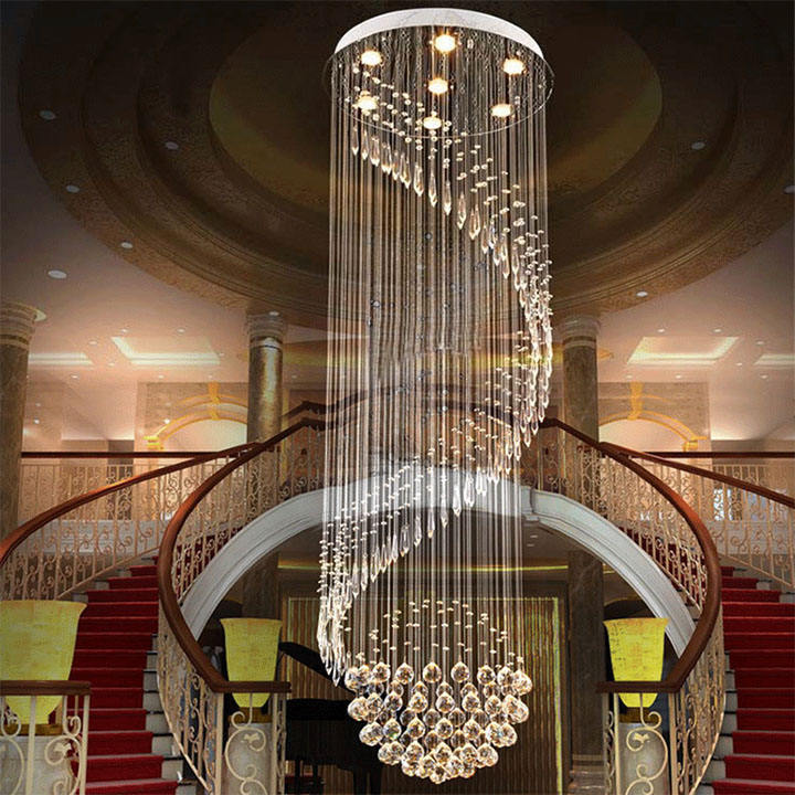 Round Shape Ceiling Lamp Living Room Crystal Chandelier Ball Restaurant Crystal Lamp K9 Hanging Wire Light