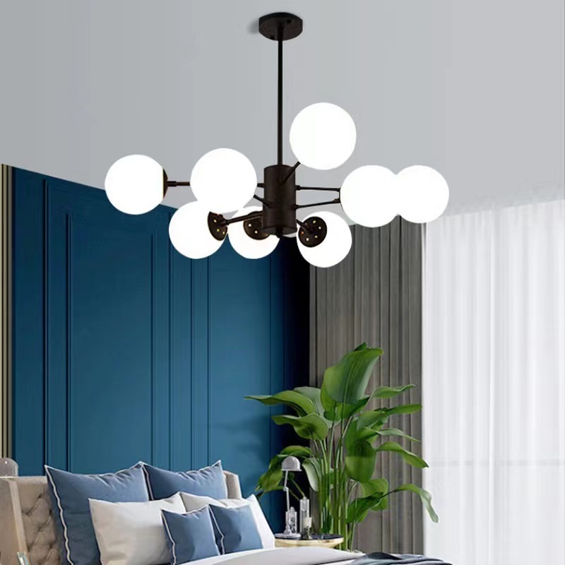 Nordic Modern Flush Mount Luxury Chandelier Ceiling Lamp For Living Room High Glass Shade Ball Led Ceiling Pendant Light Fixture