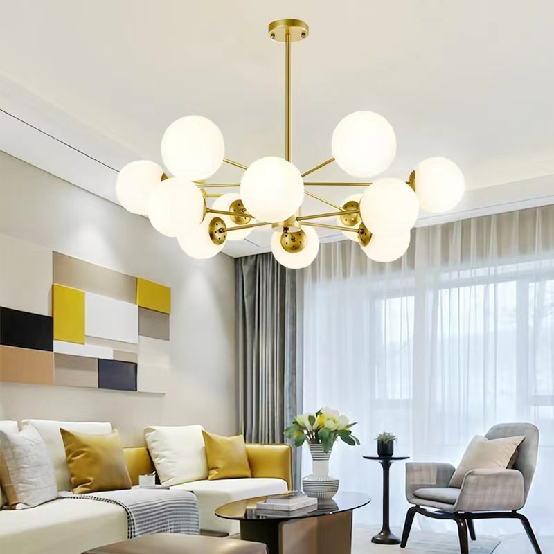 Nordic Modern Flush Mount Luxury Chandelier Ceiling Lamp For Living Room High Glass Shade Ball Led Ceiling Pendant Light Fixture