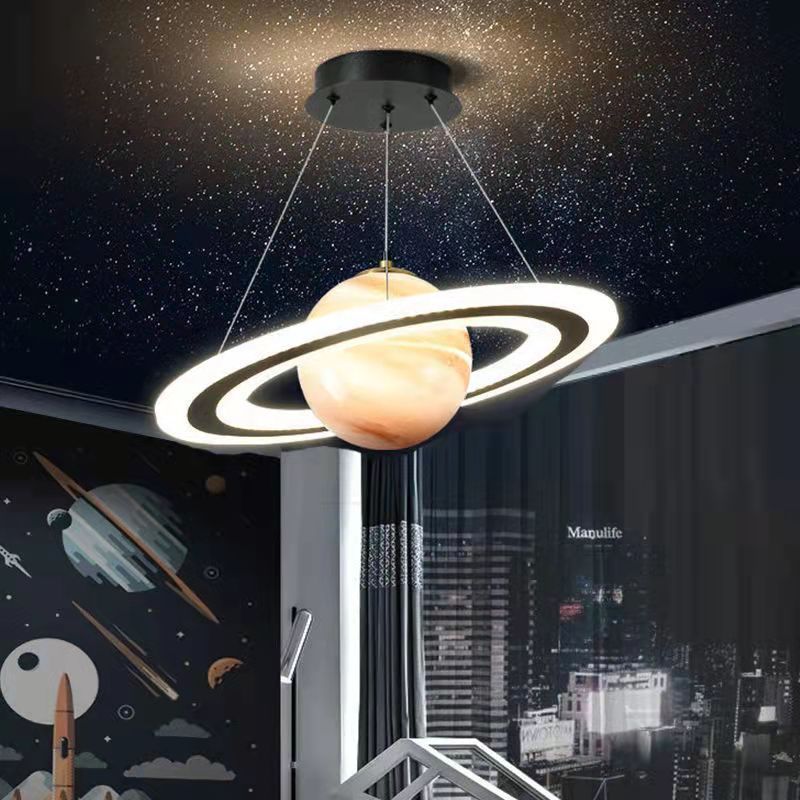 Children's Room Led Chandeliers Planet Earth Moon Pendant Lamp Space Star Astronaut Hanging Lamp Indoor Lighting Fixture