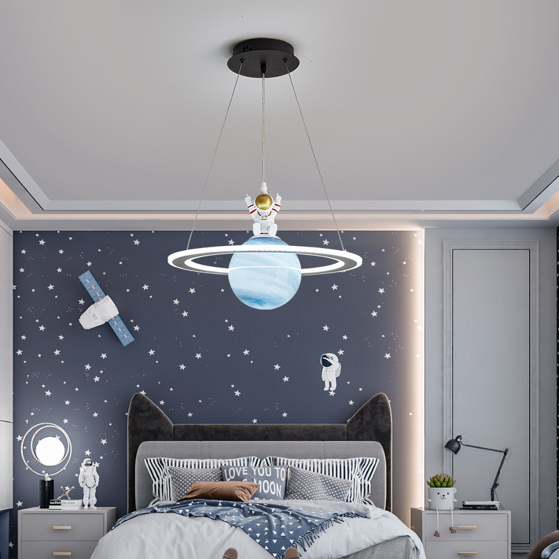 Children's Room Led Chandeliers Planet Earth Moon Pendant Lamp Space Star Astronaut Hanging Lamp Indoor Lighting Fixture