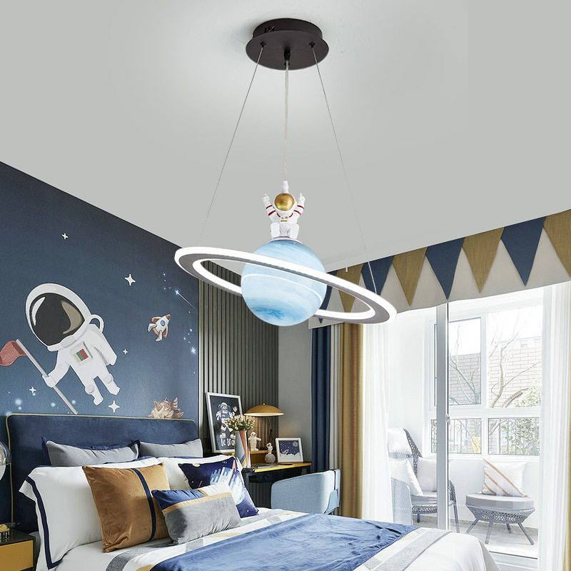 Children's Room Led Chandeliers Planet Earth Moon Pendant Lamp Space Star Astronaut Hanging Lamp Indoor Lighting Fixture