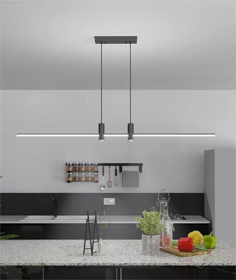 Modern Minimalist Led Pendant Lamp For Dining Room Hanging Light Linear Long Chandelier