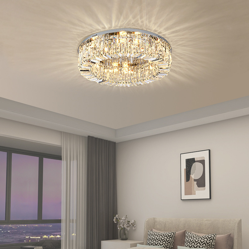 Luxury Modern Minimalist Crystal Round Ceiling Led Lamp Home Decor Crystal Flush Mount Ceiling Light