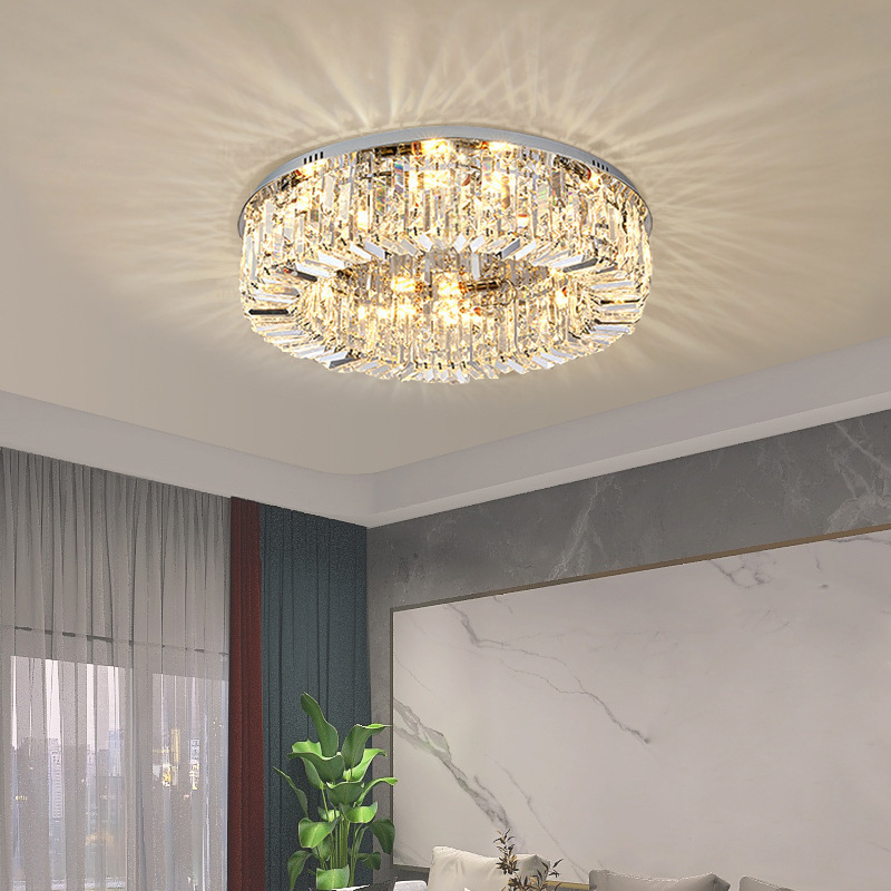 Luxury Modern Minimalist Crystal Round Ceiling Led Lamp Home Decor Crystal Flush Mount Ceiling Light